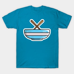 Chinese Bowl with Chopsticks Sticker vector illustration. Food and drink objects icon concept. Restaurant food bowl and sticks sticker vector design with shadow. T-Shirt